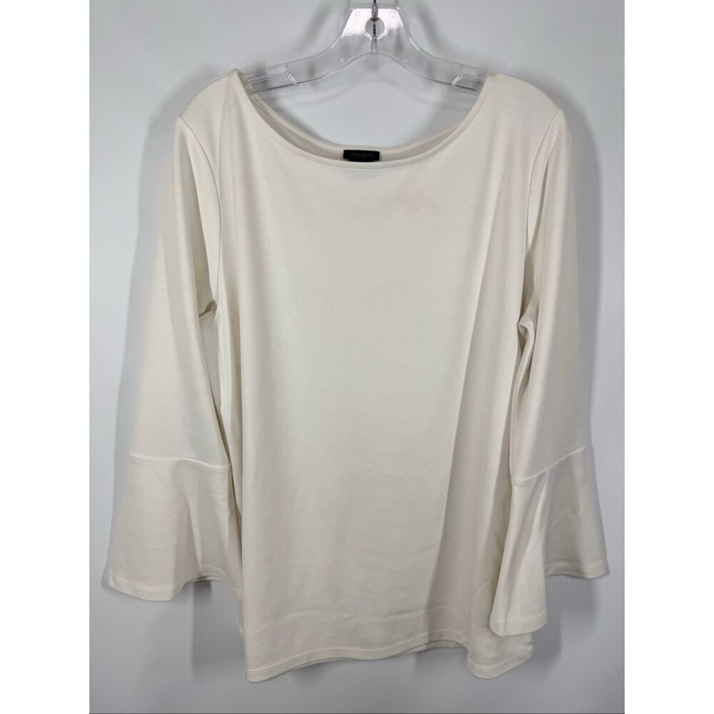Ann Taylor Factory Women bell sleeve white knit top size large NWOT